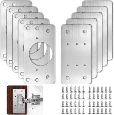 Scharnier reparatieplaat-10 stuks kast deur scharnier reparatieplaat-met aangepaste schroef-roestvrijstalen keukenkast deur scharnier reparatie steun