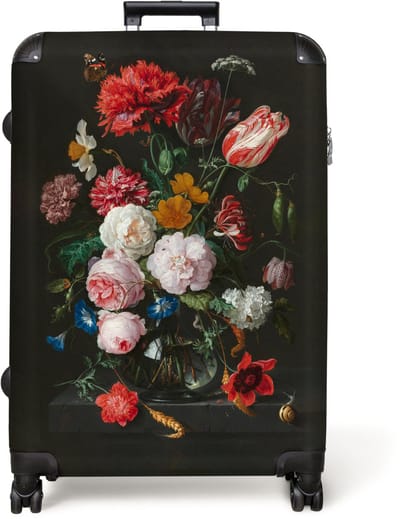 NoBoringSuitcases.com® - Koffer groot - Reiskoffer lichtgewicht - Bloemen - Kunst - Oude meesters - Stilleven - Rolkoffer met 4 wielen - Grote trolley XL - 98 liter bagage