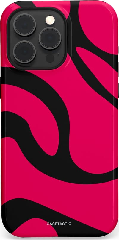 Casetastic hoesje geschikt voor Apple iPhone 15 Pro Max - MagSafe - Dubbellaagse bescherming - Zwart Roze Mamba Golven - Fashion Case - Roze Zwart