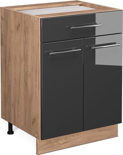 Vicco Fame-Line Keukenonderkast – 60 cm met lade, zonder werkblad Antraciet Hoogglans