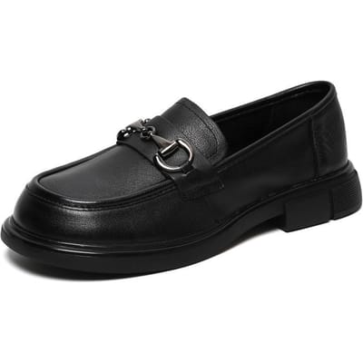 Lente Nieuwe Toplaag Koeienhuid Britse Stijl Kleine Leren Schoenen Dames Alles-match Loafers Dames Platte Schoenen 40