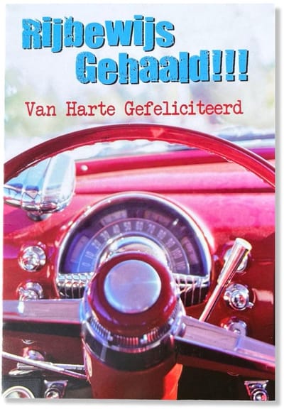 Rijbewijs Van Harte Gefeliciteerd Wenskaart - 12x17cm - Gevouwen kaart inclusief envelop - Geslaagd