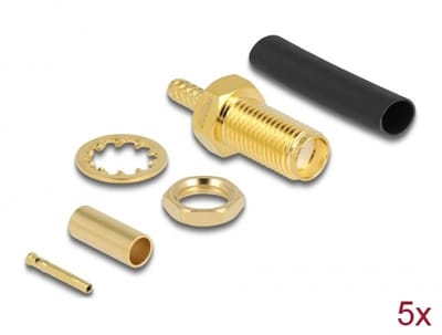 Delock SMA male bulkhead for crimping RG-174 / RG-316 with matching shrink tube