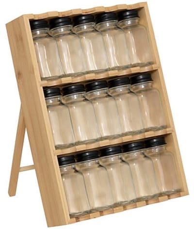 5Five Kruidenrekje - 15 kruidenpotjes - 23 x 31 cm - bamboe - kruiden potjes - keuken