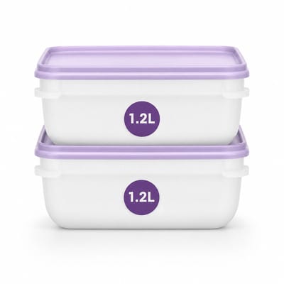 Arvion Voedselopslagcontainers 1,2 liter set van 2 stuks – BPA-vrij, stapelbaar, geschikt voor koelkast, vriezer, magnetron en vaatwasser