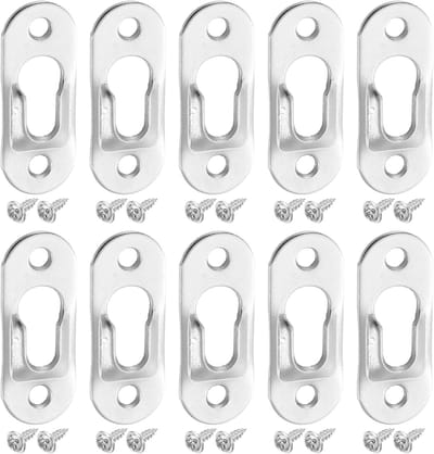 50 stuks sleutelgaten-fotolijsthangers, 42 x 16 mm, zwaar metalen sleutelgat, ophangbeugels met schroeven, voor foto's en fotolijsten, zilver