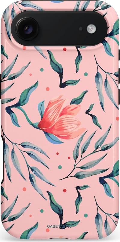 Casetastic hoesje geschikt voor Apple iPhone Air - MagSafe - Dubbellaagse bescherming - Roze Bloemen en Takken - Fashion Case - Lichtroze Zilver Perzik