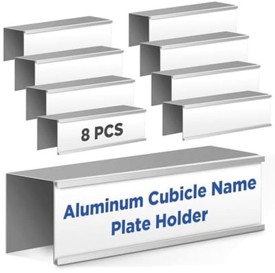 8 Stuks Aluminium Cubicle Naam Plaat Houders 8 x 2 Inch voor Kantoorgebieden en Bibliotheken