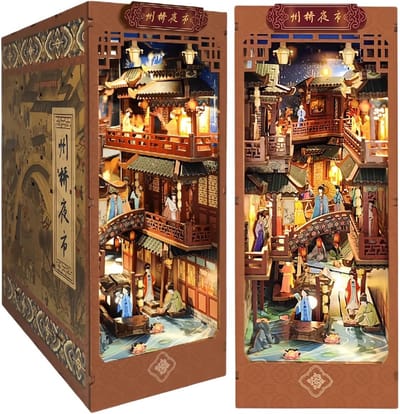 DIY Minifiguren Boekenhoek - Klassieke Chinese Scène: Zhouqiao Nachtmarkt