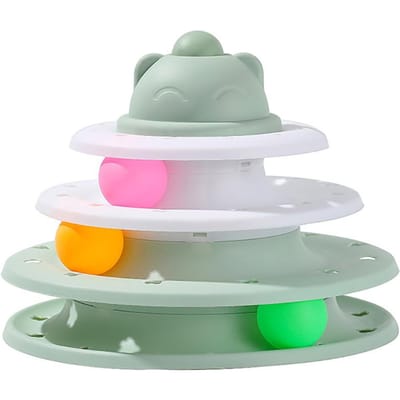 4 Niveaus Kat Speeltoren Draaitafel Roller Ballen Speeltjes Interactieve Intelligentie Training Baan Puzzel Grappige Spelletjes Accessoires
