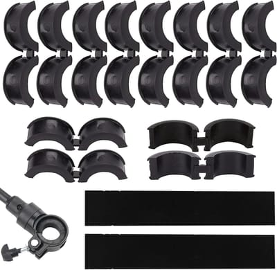 Set van 12 Rubber O-ringen voor Fietsen, Zwart, Voor 31.8 tot 22.2/25.4 mm, Antislip Fietsaccessoires en Onderdelen