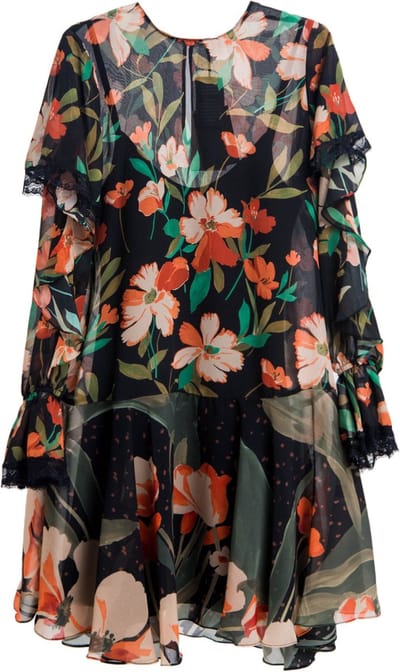 Twinset • zwarte jurk met bloemen • maat 32 (IT38)