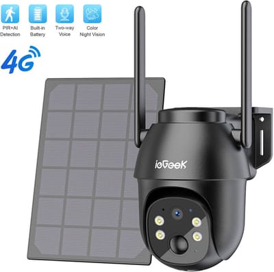 ieGeek 4G LTE Cellulaire Beveiligingscamera Solar Met SIM-kaart - Outdoor Draadloze Geen WiFi Bewakingscamera CCTV - 2K HD - Nachtzicht - PIR Bewegingsdetectie