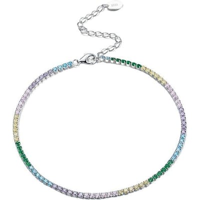 Sieraden S925 Sterling Zilver Enkelband Hip Hop Enkele Rij Armband Edelsteen Tennis Ketting 925 white