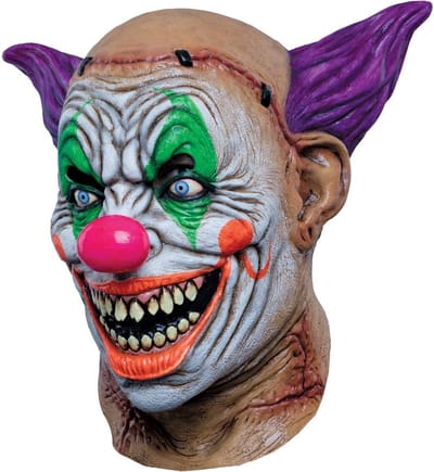 Partychimp Volledig Hoofd Masker Psycho Neon Clown Krampy Halloween Masker voor bij Halloween Kostuum Volwassenen - 100% Latex