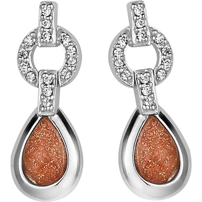 Orphelia Oohanger Glass - Gold Sandstone Zirconium Sterling Zilver 925