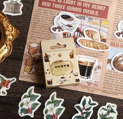 Koffie en Ontbijt Stickers 46 stickers – Bullet Journal, Planner & Scrapbook Stickers – Sinterklaas & Kerstcadeau – Schoencadeau – Cadeaus onder €5