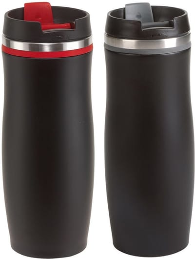 Cuisine Elegance Warmhoudbekers - 2 stuks - zwart/grijs en zwart/rood - 400 ml - thermosbekers