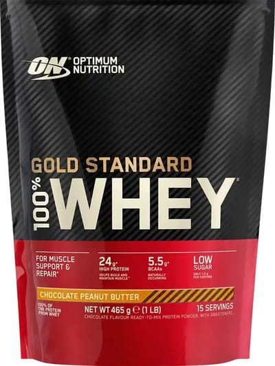 Optimum Nutrition Gold Standard 100% Whey Protein - Chocolate Peanut Butter - Proteine Poeder - Eiwitshake - 465 gram (15 servings)