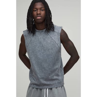 Boxy Hemd Met Naaddetail In Gewassen Premium Interlock | Charcoal | Size XS