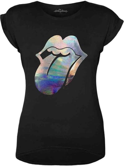The Rolling Stones - Foil Tongue Dames T-shirt - M - Zwart