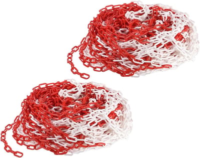 Plastic Kettinglinks 400 ft, 6mm Plastic Chains voor Personenbegeleiding, Rijen, Parkeerplaatsen, Hekken en Decoratie, Rood/Wit