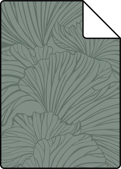 Proefstaal ESTAhome behang ginkgo bladeren vergrijsd groen - 26.5 x 21 cm - 139616-S