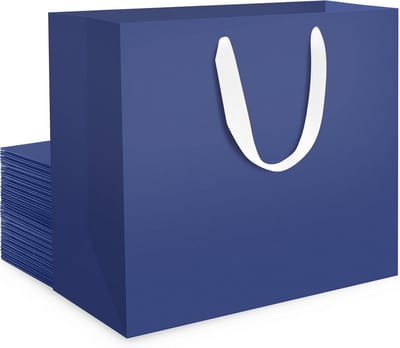 Papieren cadeautassen met handvatten - 20 stuks donkerblauw - 32x11.5x28cm - 230gsm
