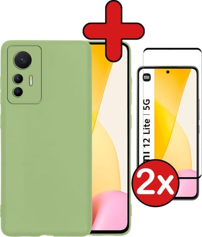 Hoesje - Met 2x Screenprotector - Geschikt voor Xiaomi 12 Lite - Sterk & Shockproof - Telefoon Hoes - Back Cover - Siliconen Case - Telefoonhoes - Groen