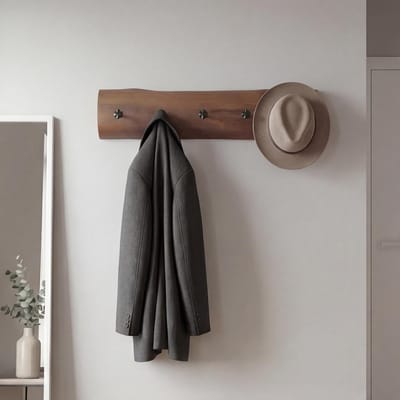 Houten wandkapstok met haken Handgemaakte kapstok voor hal en gang Massief houten kapstok B:49,5 cm Rustieke landelijke huisstijl Natuurlijk product Uniek item