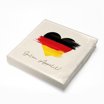Dailygoods- Servetten 3-laags - Papieren Servetten - Duitse Vlag - 30 x 30 cm - Verpakking van 20 Stuks - Internationale Tafeldecoratie - Tafelservetten