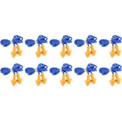 10pcs Christmas Trees shape Thermoplastic Rubber Ear Plugs Sleep Work Noise Reduction with Wire blue