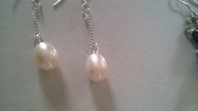 Gemstones-silver-natuursteen oorhangers zilver 925 3 cm 2g zoetwaterparel 7 mm