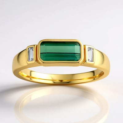Cavill - Zilveren ring 925 Sterling met 18K vergulding - Braziliaanse indigoliet 0,77 ct & 2 triljante zirkonen 0,12 ct - Modern elegant