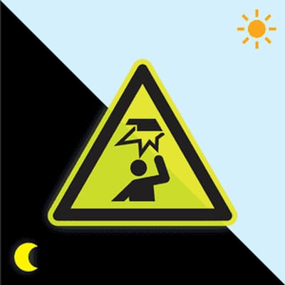 Extra lichtgevende waarschuwingssticker stootgevaar - W020 100 mm