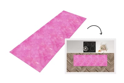 Keukenloper - Loper keuken - Waterverf - Roze - Patronen - 150x50 cm - Keukenloper vinyl