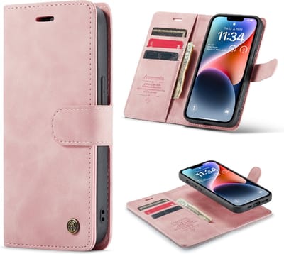 Casemania Hoesje Geschikt voor Apple iPhone 7 Plus & 8 Plus Pale Pink - 2 in 1 Magnetic Book Case