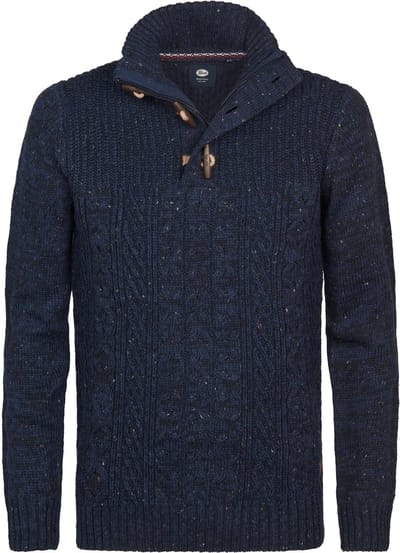 Petrol Industries - Heren Ribgebreide Trui Hamilton - Blauw - Maat L