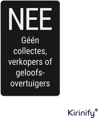 Colportage sticker - Geen collecte verkopers of geloofsovertuigers - Premium kwaliteit - 8 x 5 cm – Mat zwart