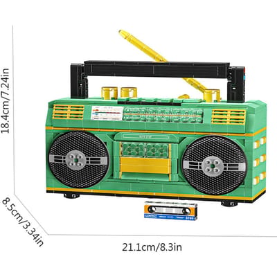 781 stuks Vintage Radio Recorder Bouwsteen Speelgoed Sets 3D Puzzel Bureau Decoratie ideaal voor Verzamelaars Kerstcadeaus black