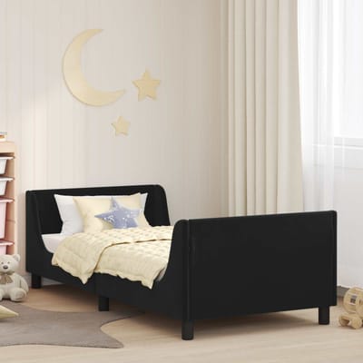 vidaXL - Kinderen - bedframe - met - hoofdboard - Zwart - 90 - x - 190 - cm - Fluweel