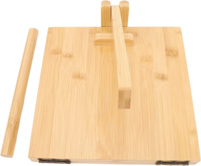 Tortillapers Hout - Deegpers Pannenkoek - Maaltijden Bereiden - Inclusief Deegroller - 25 cm Diameter - Houtkleur