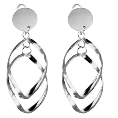 Clip oorbellen- Nihala- twist -zilverkleur -4 cm- geen gaatjes- Charme Bijoux