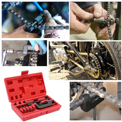 Motorfiets Fiets Kettingbreker Splitter Schakel Klinknagelaar Universeel Fietsen Klinkgereedschap Set Fietsaccessoires met Draagtas gray