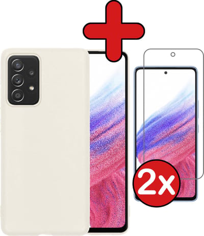 Hoesje - Met 2x Screenprotector - Geschikt voor Samsung Galaxy A53 - Sterk & Shockproof - Telefoon Hoes - Back Cover - Siliconen Case - Telefoonhoes - Wit