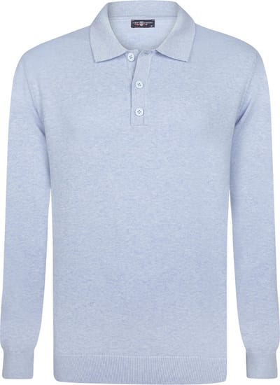 Jimmy Sanders Gebreide Polo Trui - Polo Kraag - Sweater - 100% Katoen Heren Blauw - M