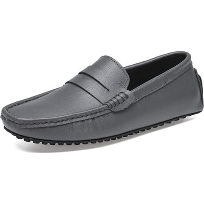 Nieuwe Echt Lederen Doug Schoenen Heren Casual Rijschoenen Zachte Zool Mode Slip-on Alles-Passende Luiwammes Schoenen plus Maat 49 49 gray