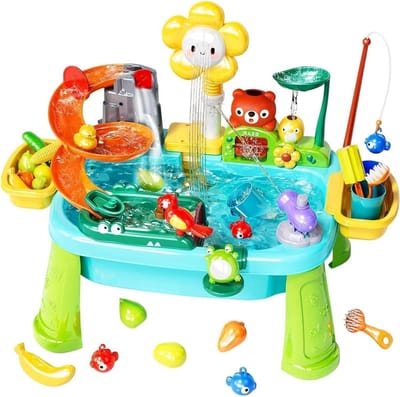 Kinder Watertafel - Speeltafel Keuken - Rollenspel Stimuleren - Elektrische Kraan - 59 x 33 x 42 cm - Blauw