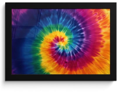 Poster in lijst - Fotolijst 30x20 cm - Posters - Regenboogkleuren - Spiraal - Kleurrijk - Posterlijst zwart - Decoratie - Wanddecoratie woonkamer - Muurdecoratie slaapkamer