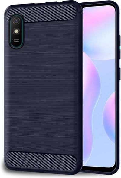 ebestStar - Hoes geschikt voor Xiaomi Redmi 9A, TPU Bescherming Cover, Koolstof Design Hoesje, Donkerblauw